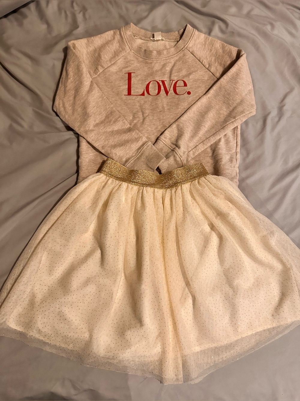 Crewcuts Love sweatshirt and tulle skirt bundle